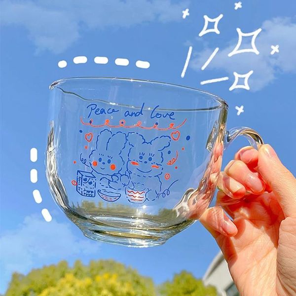 

wine glasses 500ml cute transparent glass coffee milk mug with handle home high capacity breakfast mugs bowl oatmeal cereal cups gift cup