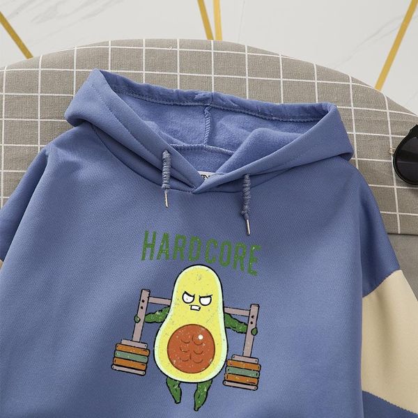 

women's hoodies & sweatshirts oversized styles treat cute avocado print people with kindness patchwork women hip hop harajuku warm, Black