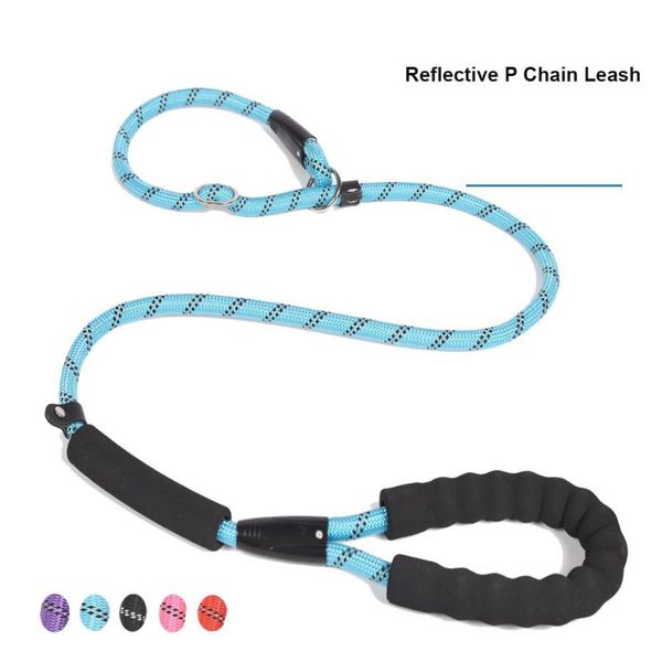 

dog collars & leashes reflective p chain large leash comfortable double handle non-slip collar explosion proof pet walking lead climbing rop