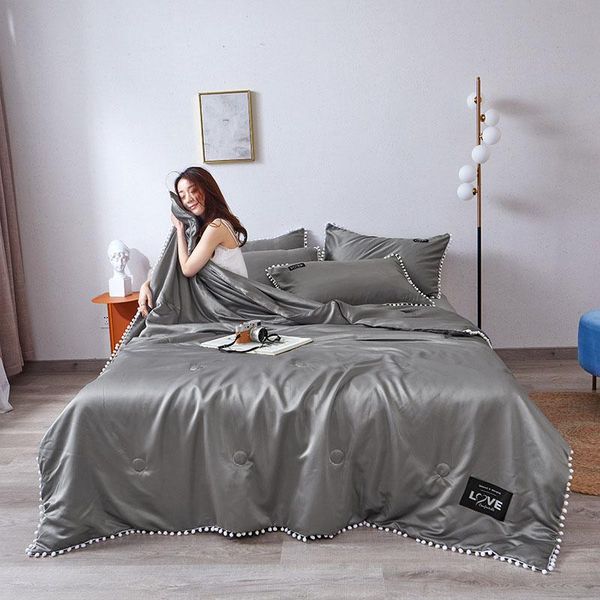 

comforters & sets 1 piece summer quilt blanket thin comfortable quilted bedspread for double queen king bed grey plaid on coverlet cover