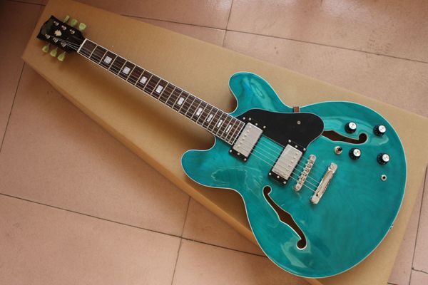 

wholesale jazz semi-hollow electric guitar f hole green
