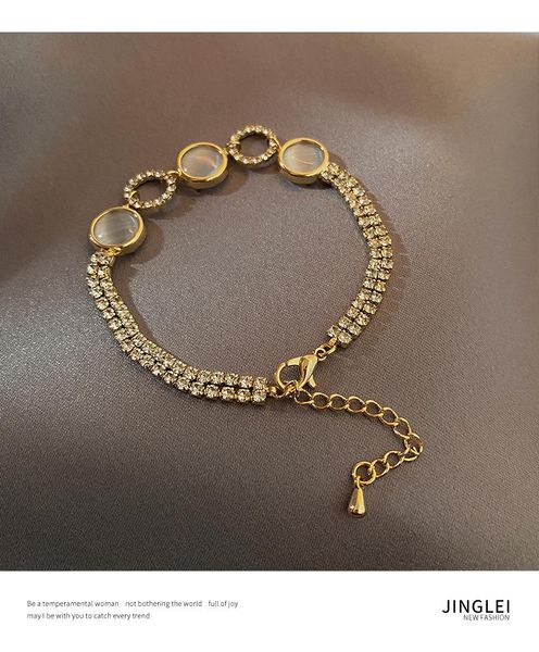 

charm bracelets 2021 luxury opal circle gold for woman korean fashion jewelry wedding party girl's accessories goth bracelet, Golden;silver