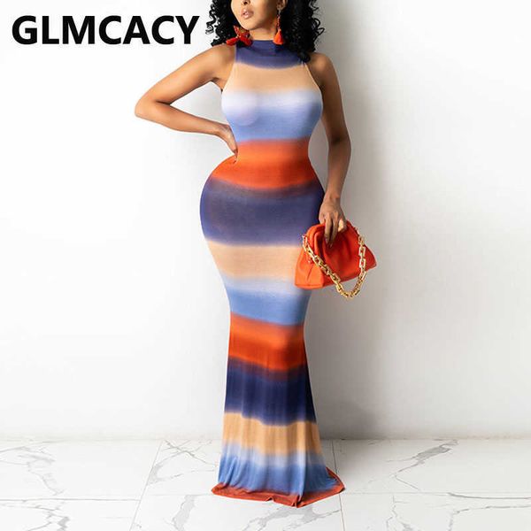

women sleeveless striped bodycon maxi dress 210702, Black;gray