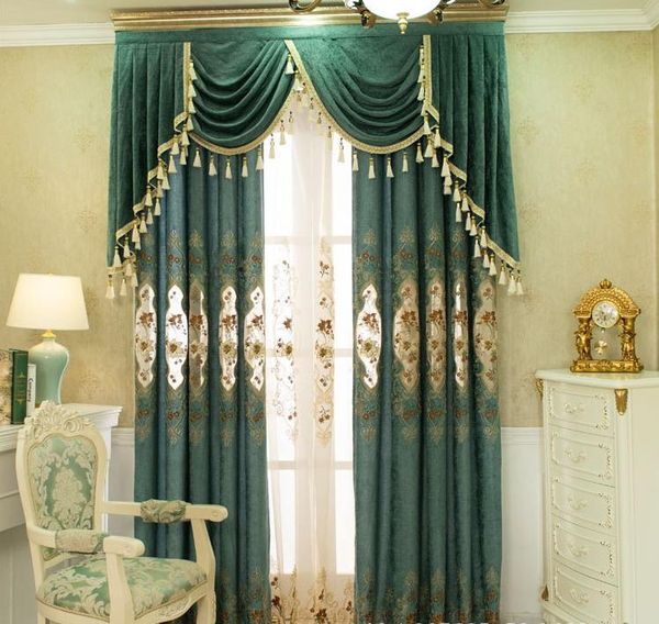 

curtain & drapes curtains european-style embroidered finished custom villa bay window living room chenille fabric