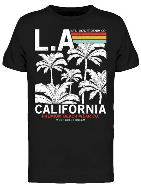 

California West Coast Beach Tee Men's -Image by Shutterstock, White;black