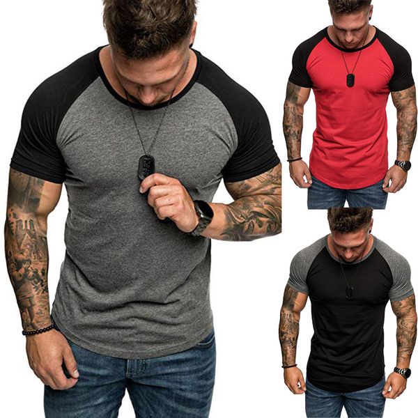 

summer designer t shirts men patchwork colors solid t-shirt fashion casual slim fit mens clothing with short sleeve, White;black