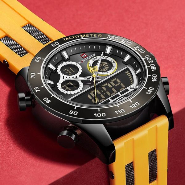 

wristwatches naviforce creative big dial watch men waterproof military quartz wristwatch male sports chronograph clock 2021, Slivery;brown