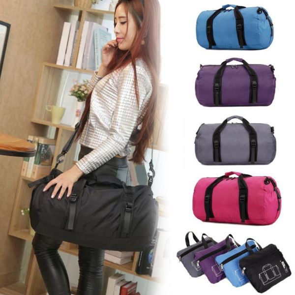 

folding travel bag zipper women bags large capacity hand luggage tote sports fitness for lady & men duffel