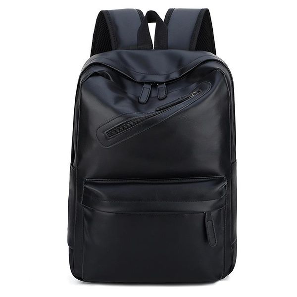 

backpack casual large capacity pu leather men fashion double zipper travel school shoulder bags vintage daypack male