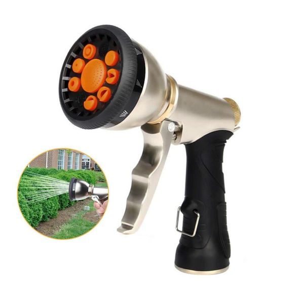 

watering equipments garden hose sprayer nozzle,9 multifunctional adjustable patterns heavy duty metal nozzle gun