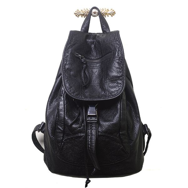 

chunchun new washed soft leather women's backpack