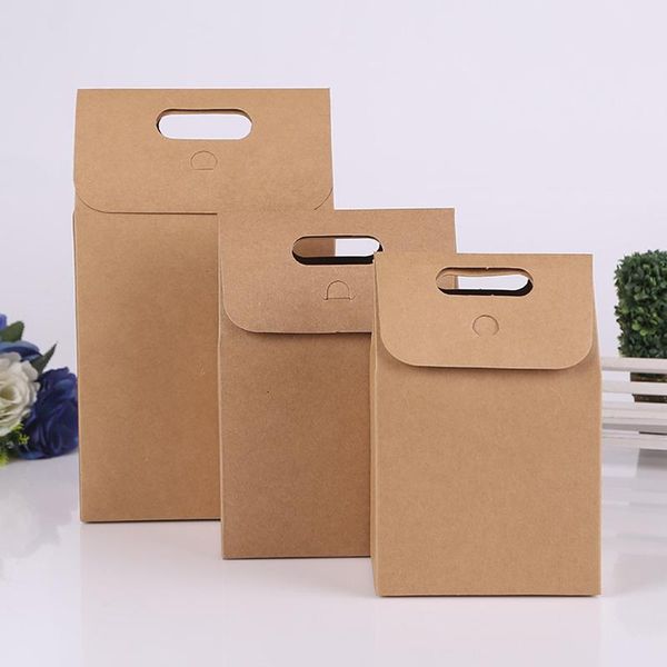 

gift wrap natural kraft tote bag box 350gsm paperboard sturdy favour for candy wedding decoration pack 3 size option 20pc lot