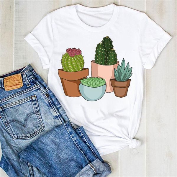 

men lady plant summer mens fashoion flower cactus ladies tee female clothes graphic clothing, White;black