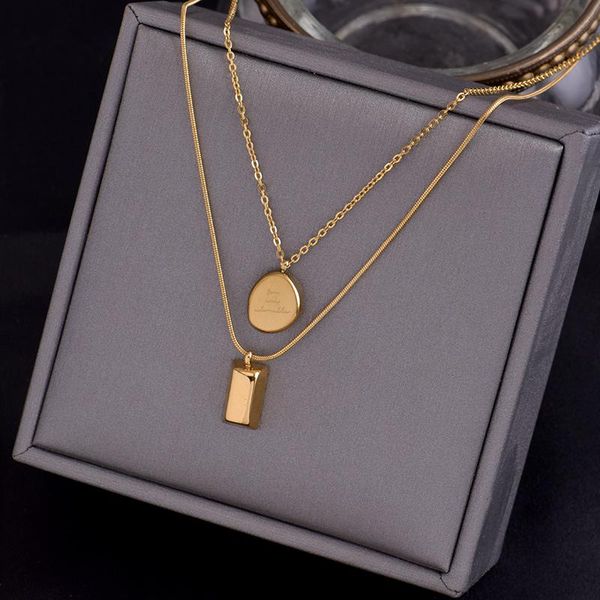 

chains 316l stainless steel fadeless the double-decker detachable folding choker for light luxury and niche design necklace chain, Silver
