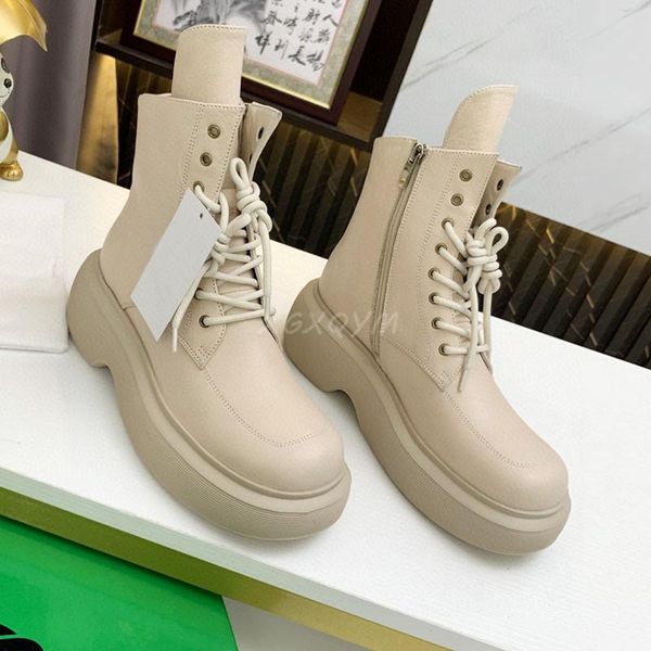 

boots real leather thick solemartin womenmotorcycle woman casual platform shoes women flats short side zip, Black