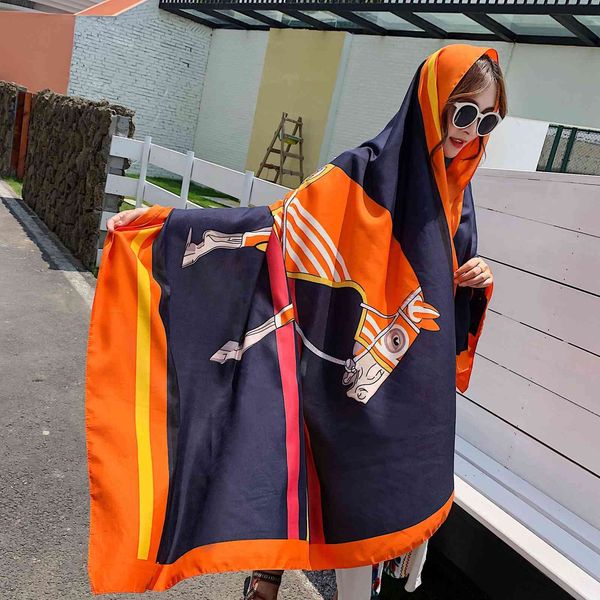 

scarf female and oversized fashion versatile silk scarf shawl national style sunscreen beach towel black red, Blue;gray
