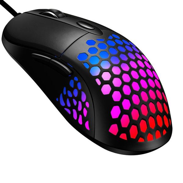 

mice usb wired gaming mouse rgb 6 buttons six programmable button backlit honeycomb hollow design computer gamer
