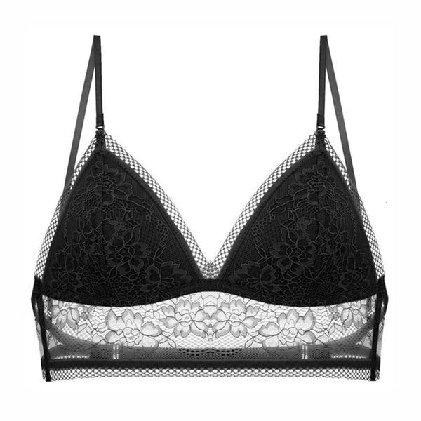 

french lace no steel ring thin cup large open back off shoulder bra, Red;black