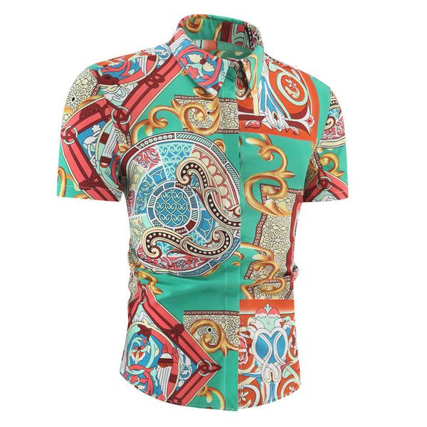 

dresses summer fashion printed casual flower shirt men's, White;black