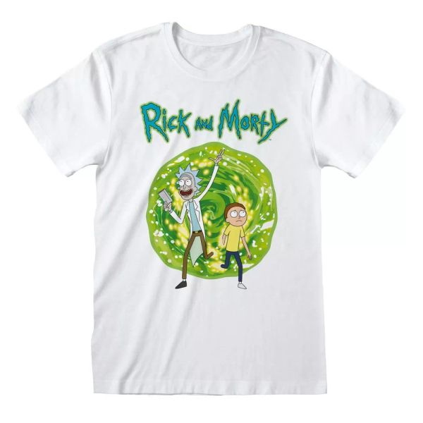 

rick and morty portal licensed men t-shirt, White;black