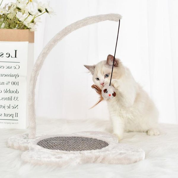 

cat toys kitten interactive funny seesaw toy scratch pad with feather fake mice pet