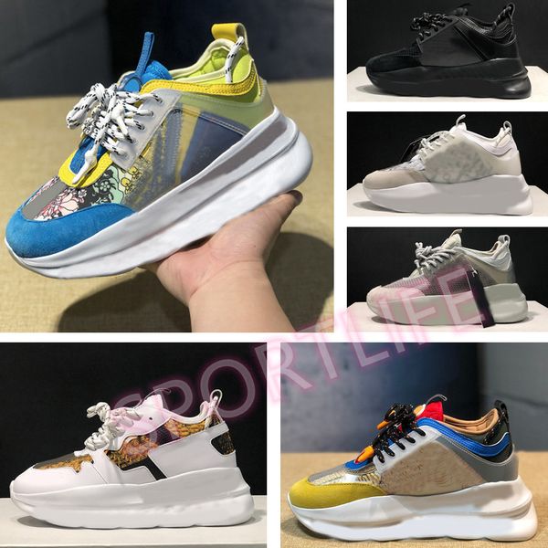 

originals chainer shock casual shoes mens womens reaction 1.0 outdoor sneakers classic old dad leisure shoe trainer flair chain walking cava, Black