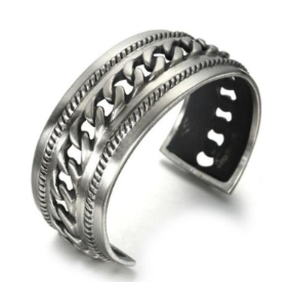 

bangle classic metal charm men's bracelet fashion open clasp punk, Black