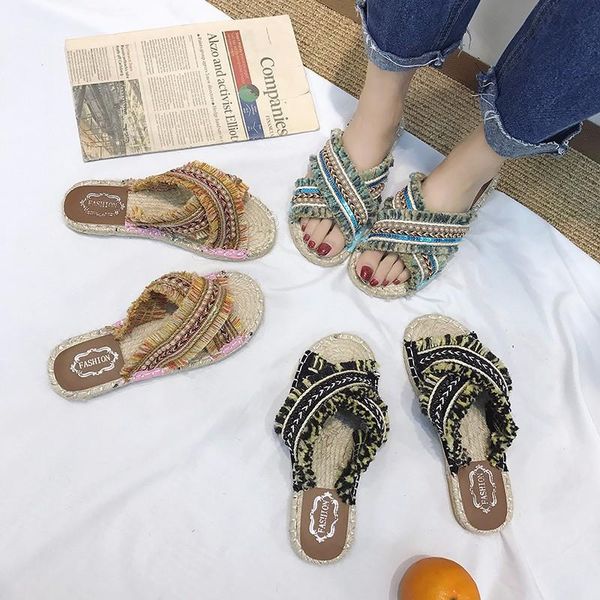 

slippers low flat shoes female sewing rubber fabric basic cotton, Black