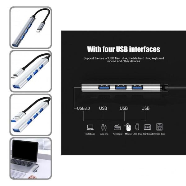 

hubs monitor adapter fashion usb 3.0 type-c 4 ports wear-resistant plug play multi