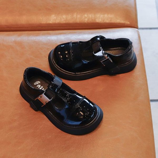 

first walkers party shoes black spring autumn baby girl princess solid color pu leather single