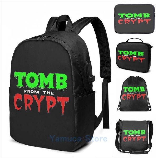 

backpack funny graphic print tomb from the crypt usb charge men school bags women bag travel laptop