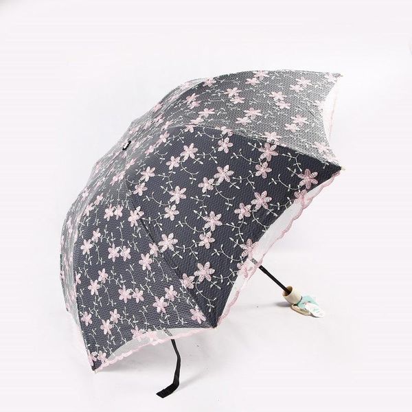 

umbrellas multicolor flower women umbrella embroidered lace princess sun thick sunscreen rain and dual-use