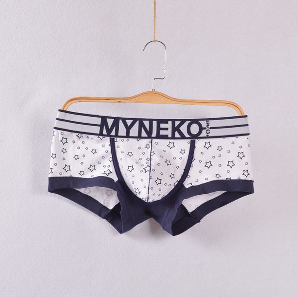 

wide edge dot star printing youth pure cotton men's underwear loose boxer, Black;white