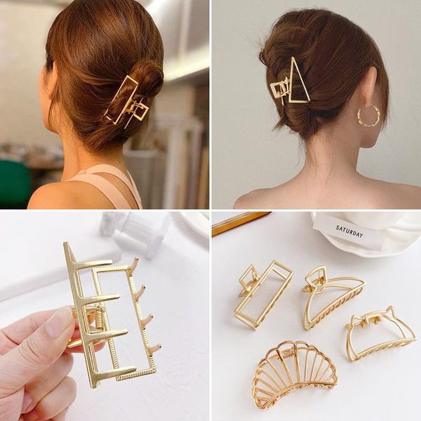 

hair accessories 2021 women geometric metal elegant pearl hollow claw clips and pins barrettes vintage headband hairpin fashion