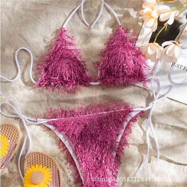 

tassel bikini, split swimsuit, White;black