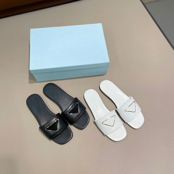 

designer slipper beach sandals stylish leather summer slipper women's flat-bottomed slippers outdoor 2022 new lazy shoes with original, Black
