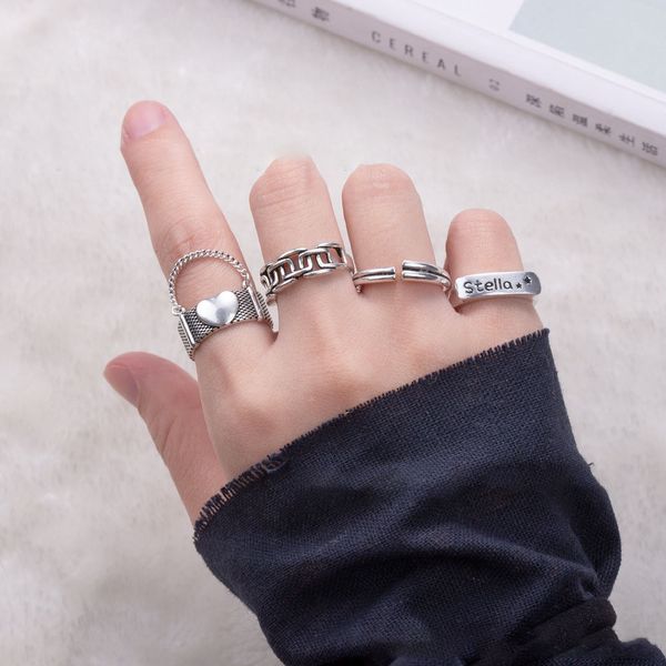 

ring dadongmen thai silver love plain female indifference wind net red ins same fashion hip hop open