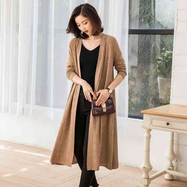 

casual dresses 2022 summer women's sweater cardigan medium long ice silk hook flower thin coat korean large loose, Black;gray
