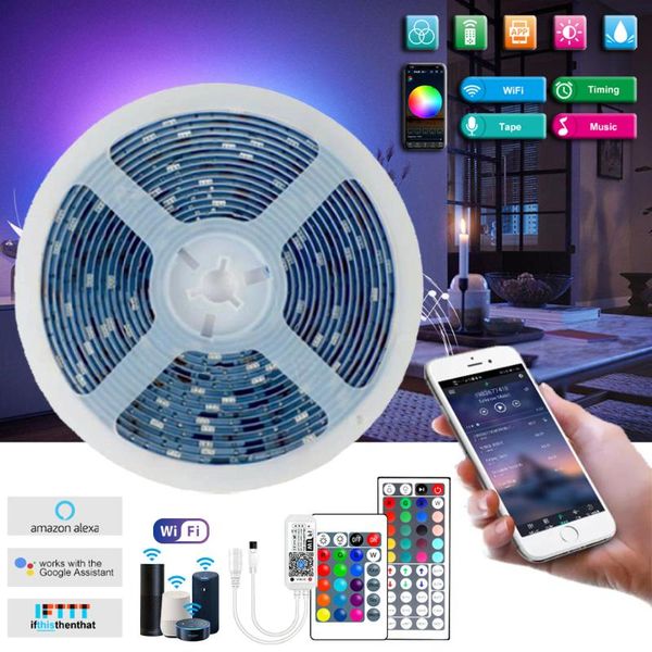 

strips wifi led strip light flexible rgb smd controller 12v smart life music sync lamp work with alexa google home diy