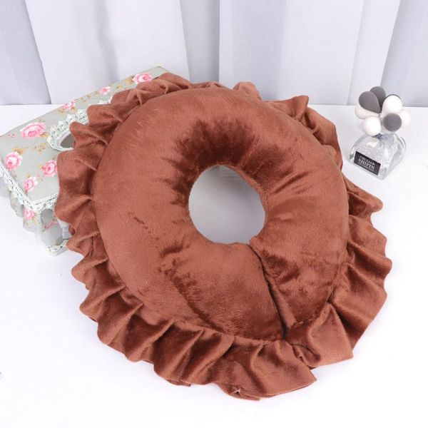 

pillow 1pc salon u-shaped face sleeping lying hollow head cushion (dark coffee)