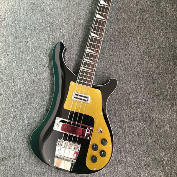 

selling 4 strings black electric bass guitar with golden pickguard,rosewood fretboard,can be customized