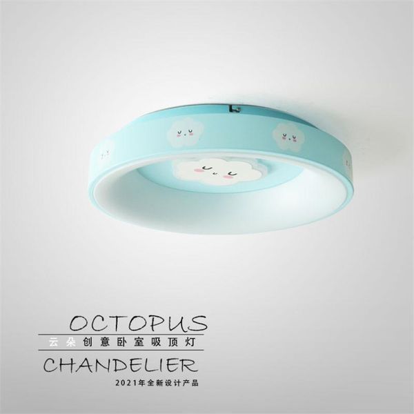 Luzes de teto Nordic Round Cloud Padrão do quarto infantil Led de desenho animado Lâmpada menino menina Estudar Lâmpadas de Deco Living