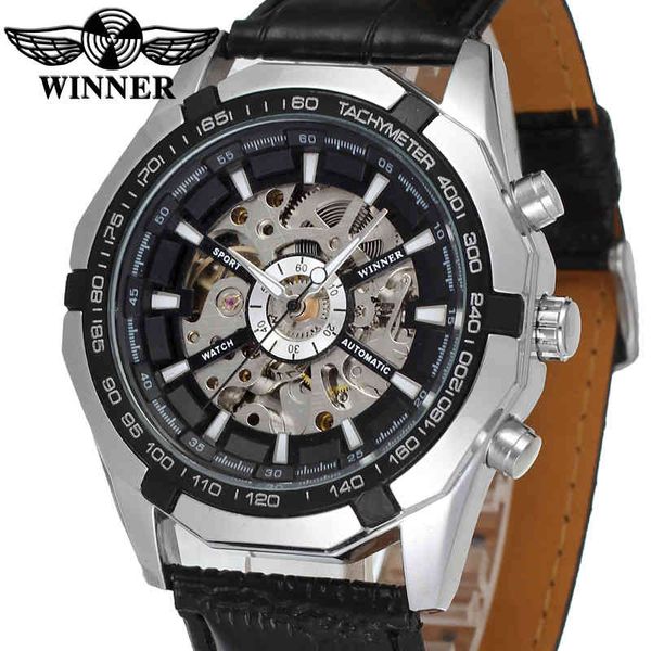 

winner men's watch new fashion automatic self-wind skeleton leather band dress casual clock color wrg8042m3s2, Slivery;brown