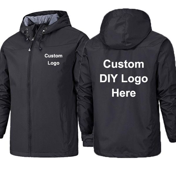 

men's jackets spring autumn custom logo design men jacket diy print zipper coat windproof waterproof outdoor, Black;brown
