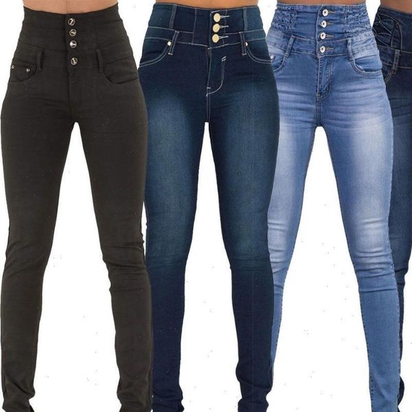 

womens jean summer vintage slim boyfriend high waist jeans for women stretch black denim mom plus size push up skinny, Blue