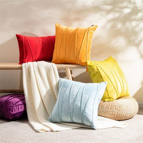 

cushion/decorative pillow soft luxury velvet striped cushion covers solid colors decoration throw pillowcases for home sofa chair decor 45x4