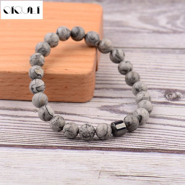 

pulsera hombre cylinder hematite bracelets for men classic nature stone beads bracelets&bangles homme yoga jewelry, Black