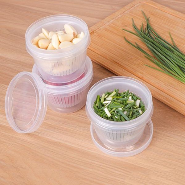 

1pcs onion crisper kitchen ginger garlic storage box refrigerator fruit portable freshness preservation drain seal disposable take out conta