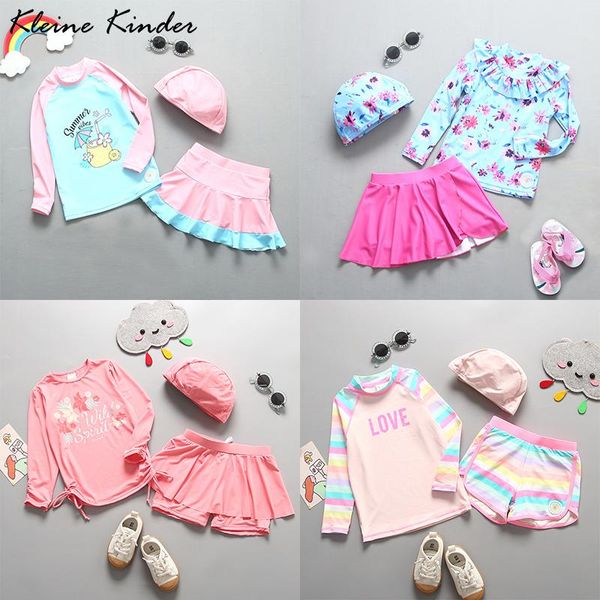 

girls swimwear and swimming trunks long sleeves rash guard children upf50 uv protection swimsuit girl 2021 summer beachwear kids one-pieces, Black
