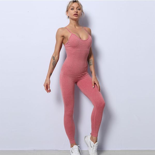 

new fitness strap one piece seamless high elastic tight yoga suit for women, Gray